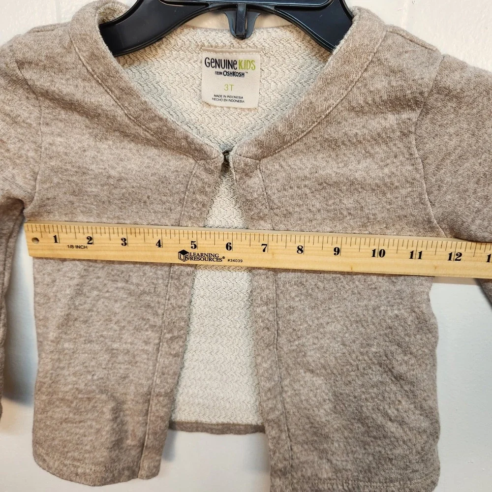 Genuine Kids OshKosh Cardigan Sweater 3T Beige Embroidered Floral Cotton‎ Girls